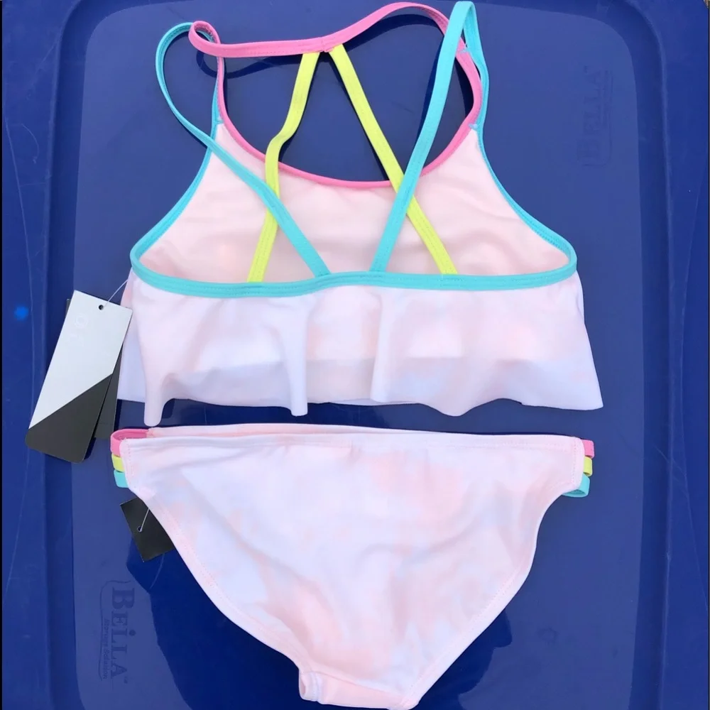 - Ideology S Girls Pink Tie Dye Flounce Bikini! NEW!